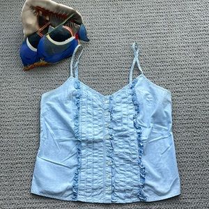 Light Blue ruffle tank top